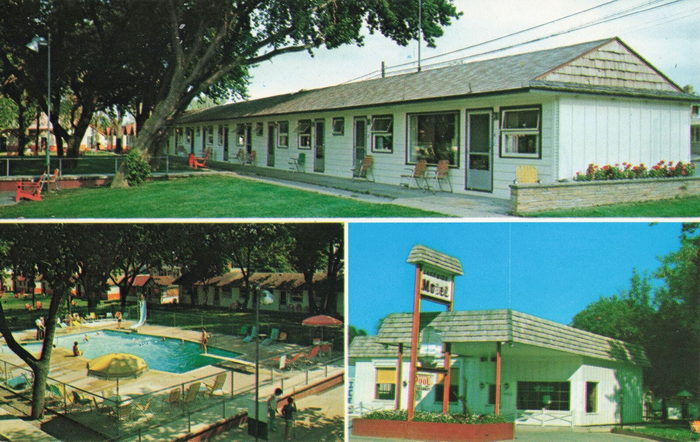 Lakeside Motor Lodge (Lakeside Motel) - Vintage Postcard Back (newer photo)
